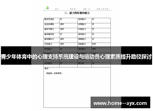 青少年体育中的心理支持系统建设与运动员心理素质提升路径探讨
