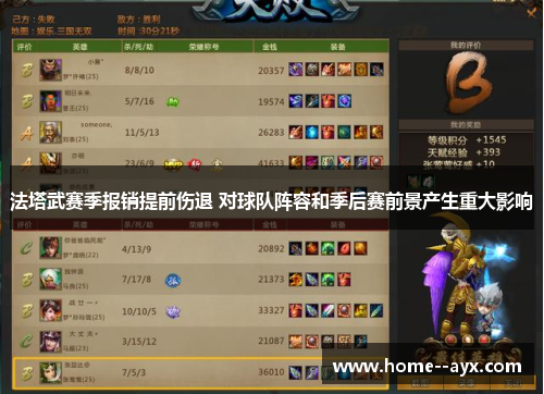 法塔武赛季报销提前伤退 对球队阵容和季后赛前景产生重大影响